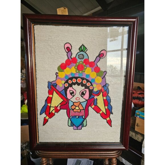 Heroine Mu-Guiying Wool Print Art embroidery Colorful Art Work Picture - Picture 1 of 16